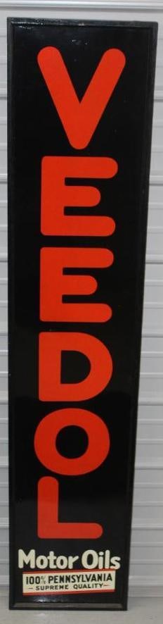 NOS Tide Water Veedol Motor Oils SST Advertising Sign with Wood Frame and Original Shipping Label (1 of 10)