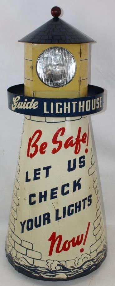 Guide Lighthouse "Be Safe! Let Us Check Your Lights Now!" Advertising Display (1 of 18)