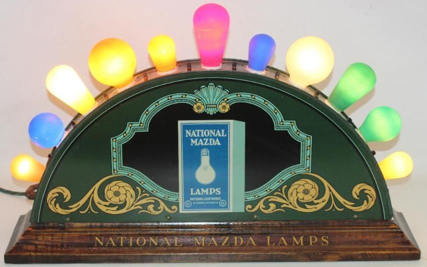 Impressive General Electric National Mazda Colored Lamps Double Sided Light Up Countertop Display (1 of 16)