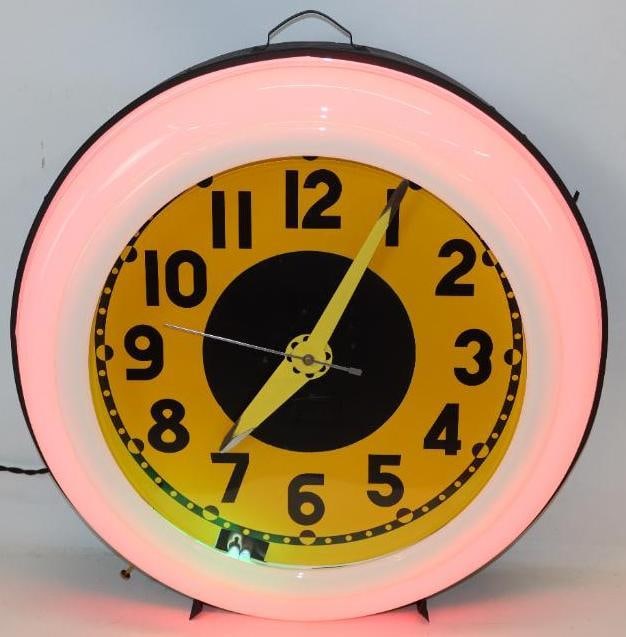 Fully Restored Black and Yellow Neon Cleveland Clock (1 of 17)