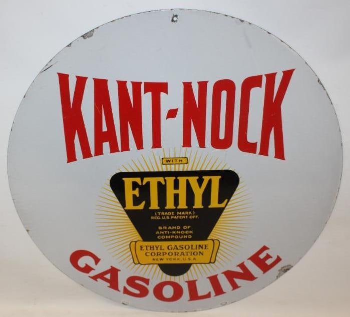 Kant-Nock Ethyl Gasoline 30" DSP Porcelain Advertising Sign (1 of 12)