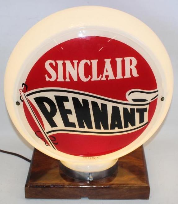 Complete Sinclair Pennant 13.5" Gas Pump Globe on Narrow Milk Glass Body (1 of 18)