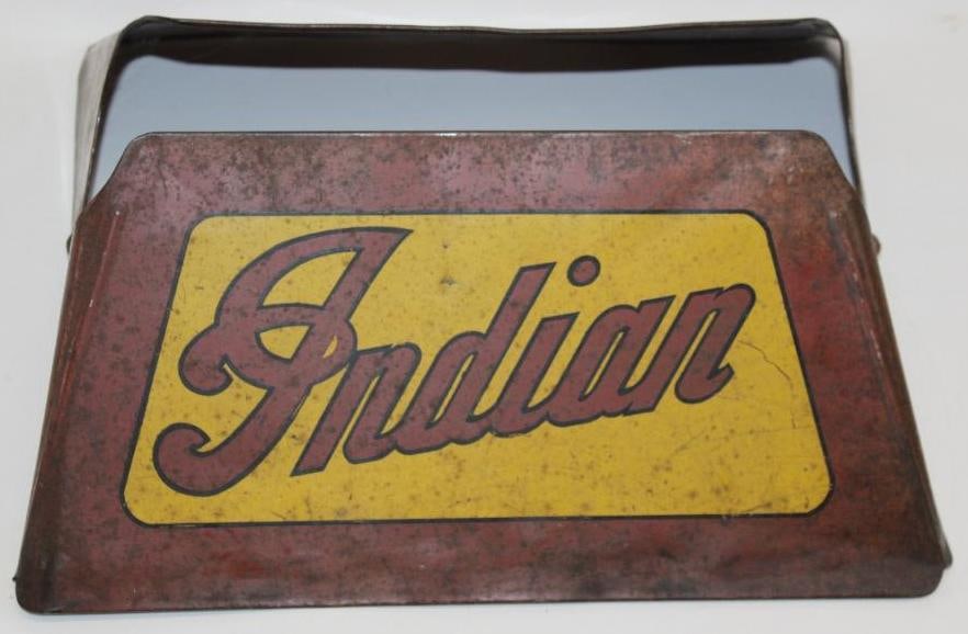 Desireable Indian Motorcycle Tire Advertising Display Stand: This all original Indian Motorcycle tire display presents with an excellent look. It includes both sides of the display stand It shows some consistent staining and wear on both sides. It is marked Car