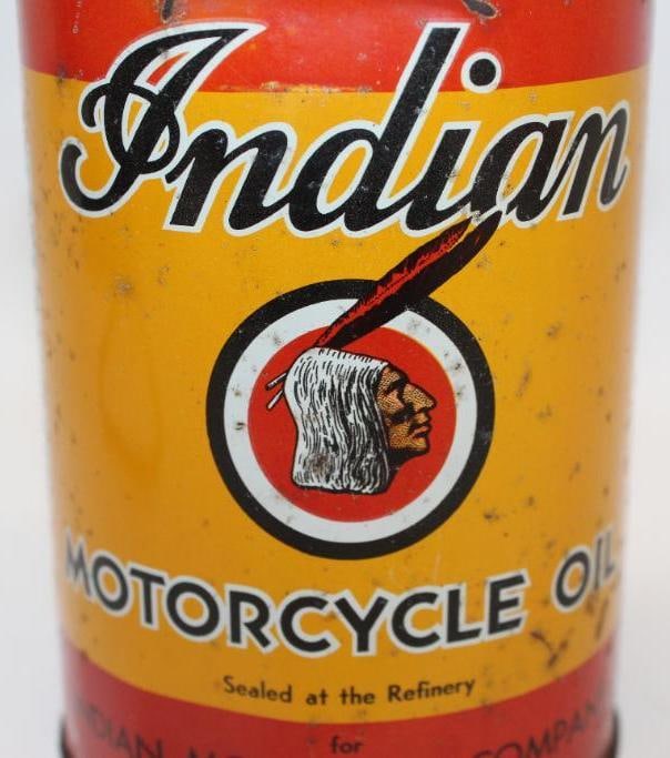Early Indian Motorcycle Metal One Quart Oil Can - 2
