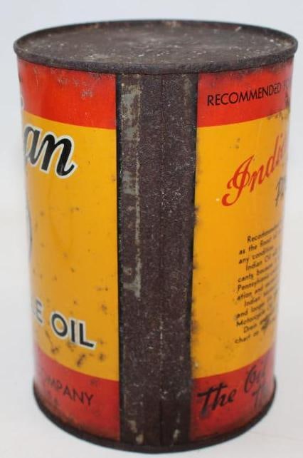 Early Indian Motorcycle Metal One Quart Oil Can - 5