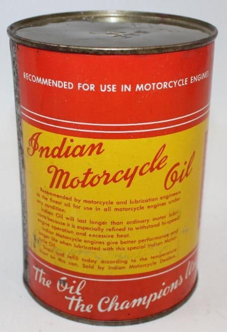 Indian Premium Motorcycle Oil Metal One Quart Oil Can - 5