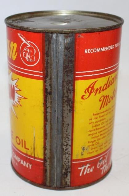 Indian Premium Motorcycle Oil Metal One Quart Oil Can - 6