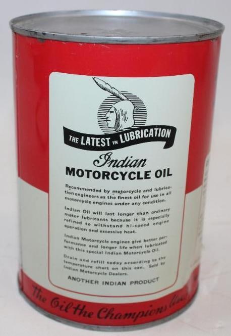 New Indian Premium Motorcycle Oil Metal One Quart Oil Can - 5