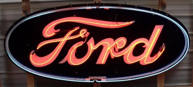Unique Seven Foot Ford Dealership Oval Neon Advertising Sign (1 of 17)
