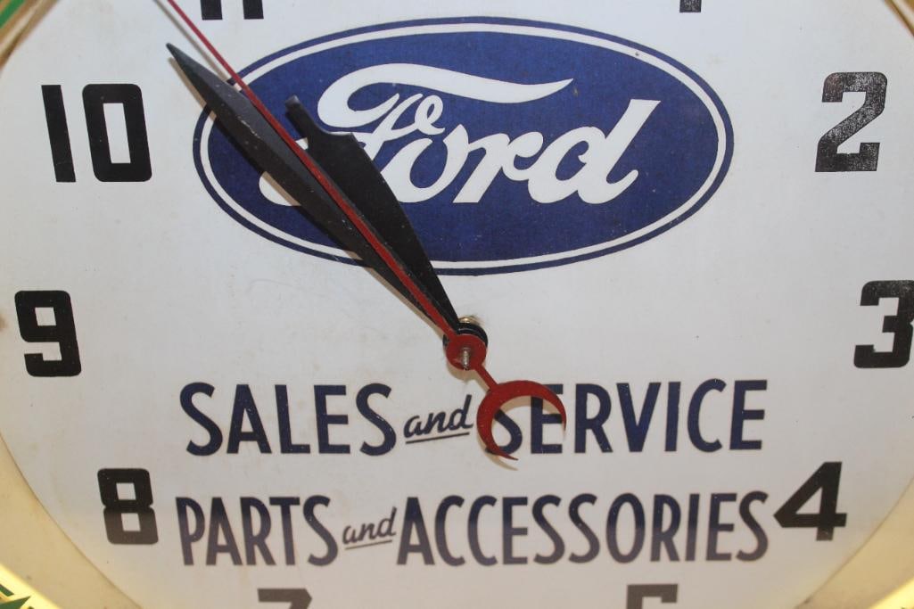 Ford Sales and Service Neon Dealership Advertising Clock - 4