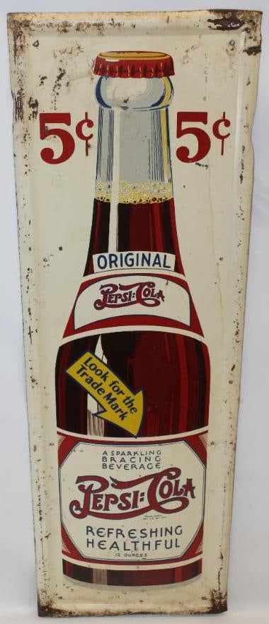 Original Pepsi-Cola Double Dot Refreshing and Healthful Self Framed SST Advertising Sign with 5? (1 of 6)