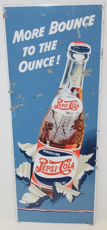 Pepsi-Cola Double Dot "More Bounce to the Ounce!" SSP Porcelain Advertising Sign (1 of 8)