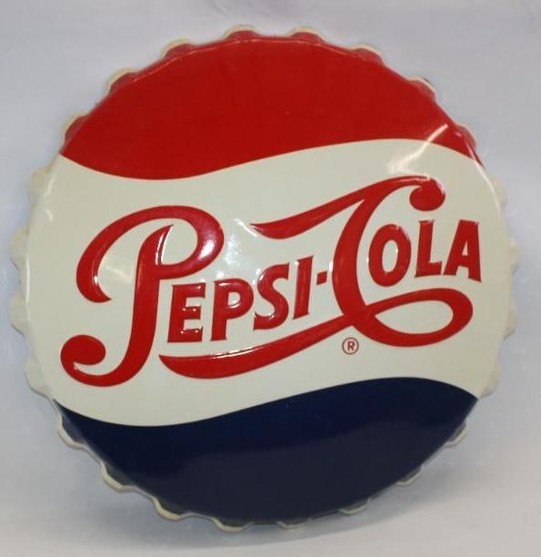 Embossed Pepsi-Cola Bottle Cap SST Sign (1 of 10)