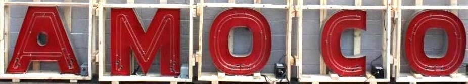 Amoco Corporate Neon Light Up SSP Porcelain Letter Sign (1 of 20)