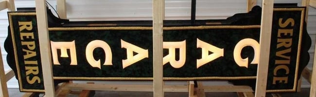 Impressive 1920's Garage Service and Repair Double Sided Light Up Vertical Milk Glass Sign - 4