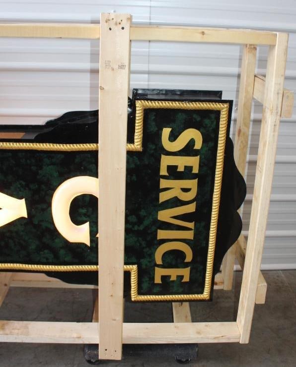 Impressive 1920's Garage Service and Repair Double Sided Light Up Vertical Milk Glass Sign - 6