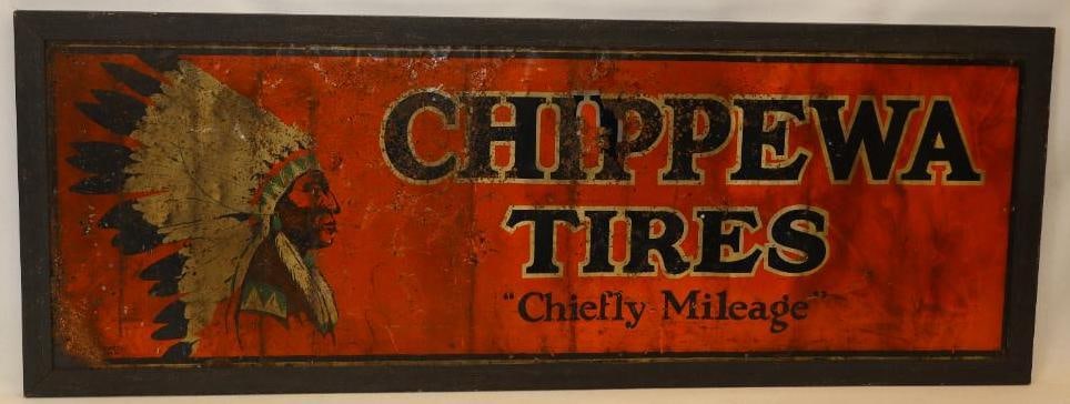 Graphic Chippewa Tires "Chiefly Milage" Indian Chief SST Advertising Sign (1 of 10)