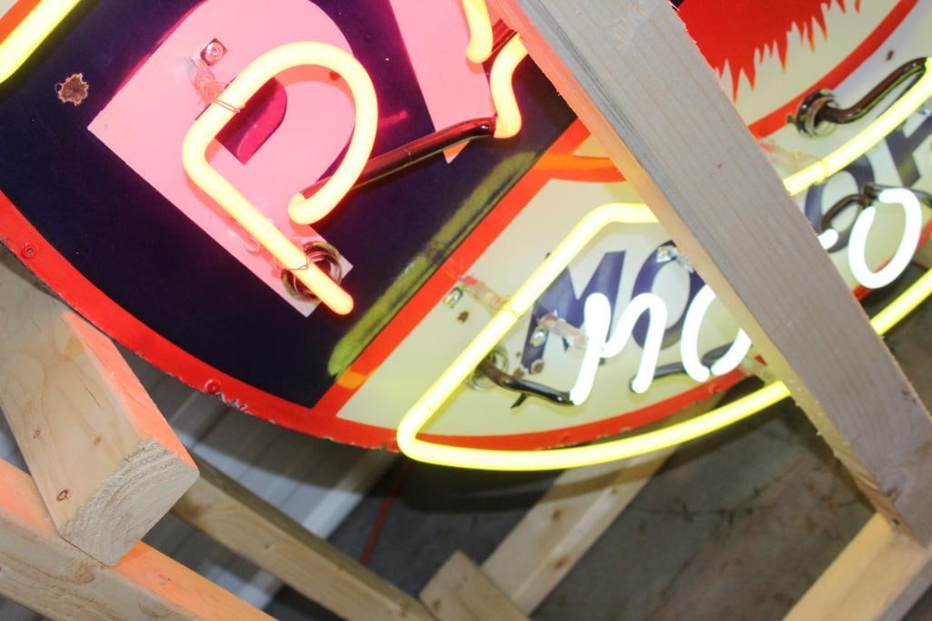 Pan-Am Motor Oils and Gasoline Flashing Neon SSP Porcelain Sign - 10