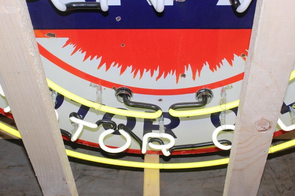 Pan-Am Motor Oils and Gasoline Flashing Neon SSP Porcelain Sign - 11