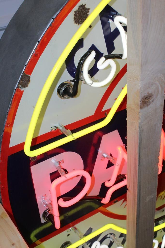 Pan-Am Motor Oils and Gasoline Flashing Neon SSP Porcelain Sign - 6