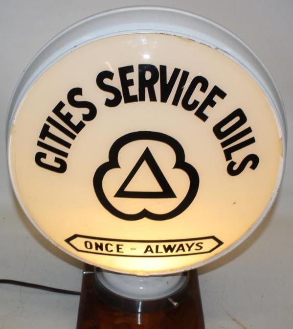 Complete Cities Service Oils "Once-Always" 15" Metal Body Gas Pump Globe (1 of 20)