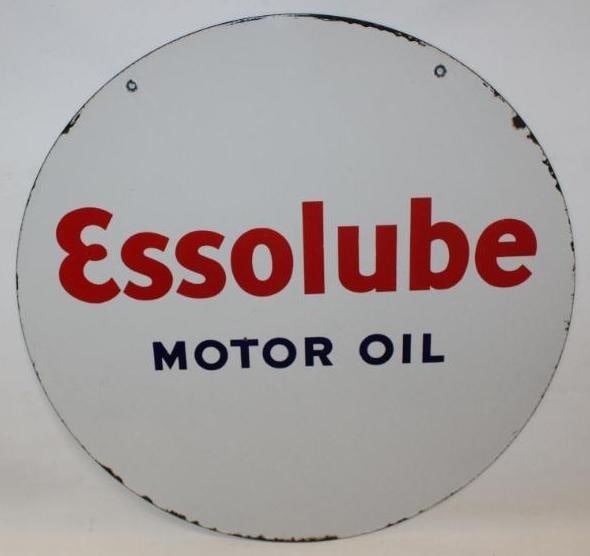 Essolube Motor Oil 30" DSP Porcelain Advertising Sign (1 of 12)