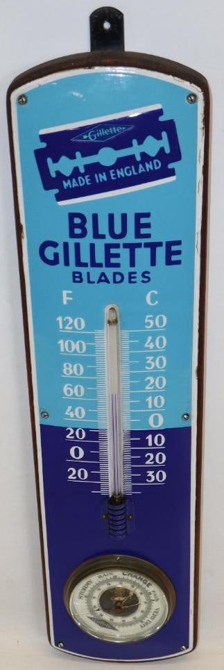 Gillette Blue Blades Porcelain Advertising Thermometer (1 of 8)