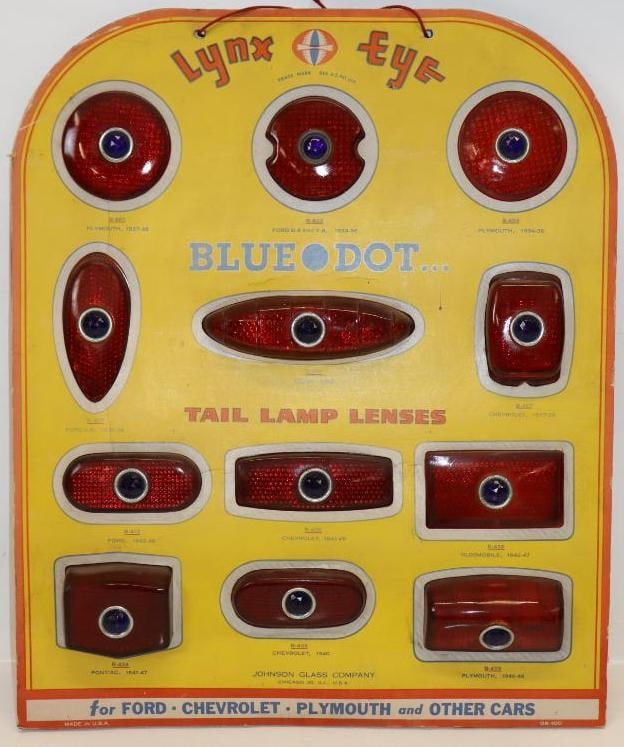 1930's-1940's Lynx Eye Blue Dot Tail Lamp Lense Display Sign (1 of 7)