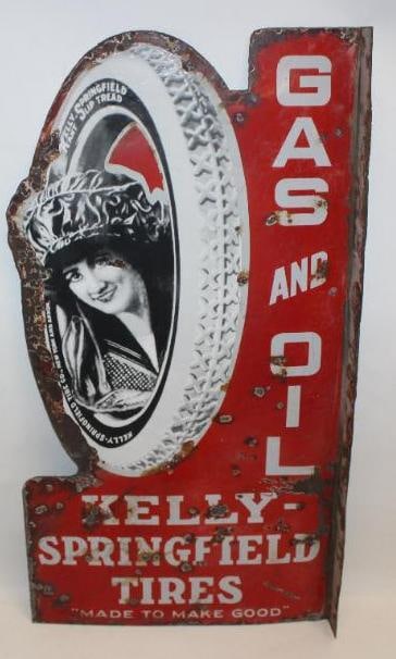 Kelly Springfield Tires DSP Porcelain Flange Sign (1 of 10)