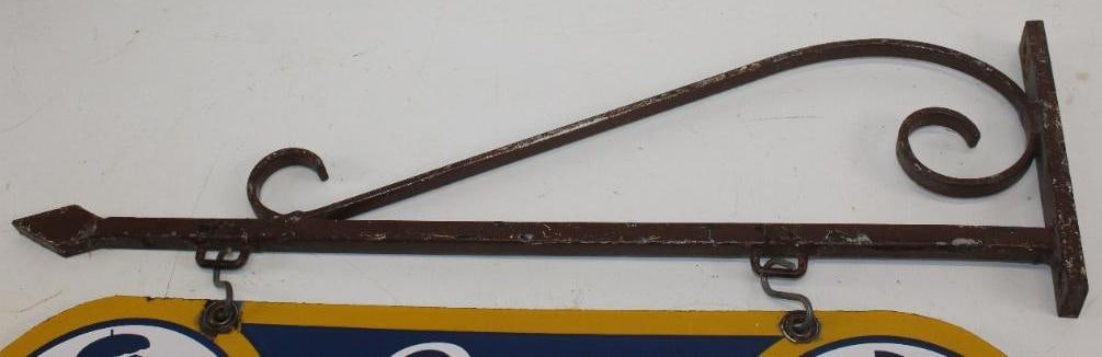 Sunoco Service Station Rest Rooms DSP Porcelain Sign with Original Hanging Backet - 12