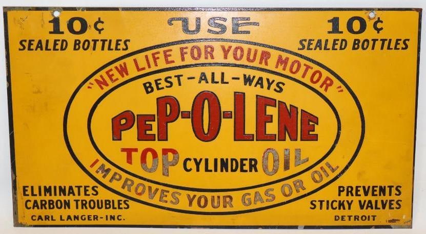 Pep-O-Lene Top Cylinder Oil DST Rack Topper Sign with 10? Pricer (1 of 6)