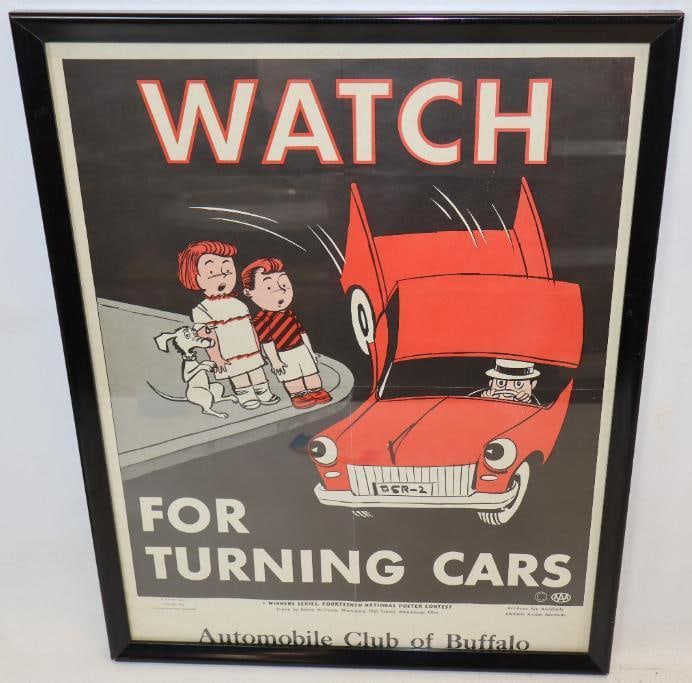 1958 AAA Automobile Club of Buffalo New York "Watch For Turning Cars" Safety Poster (1 of 6)