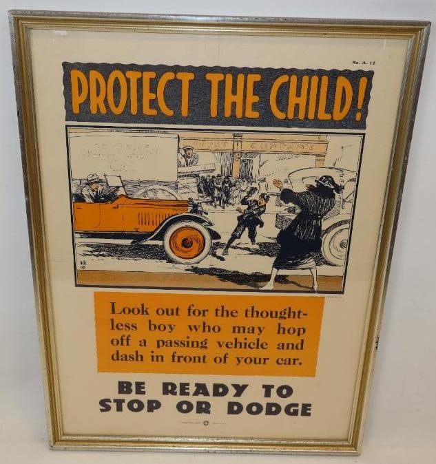 1919 Graphic Protect The Children Liberty Mutual Insurance Poster: This framed poster measures 24" x 18"