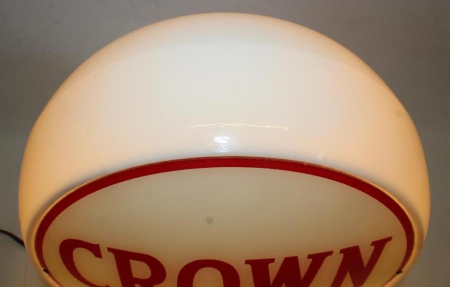 Complete Crown Extra 13.5" Gas Pump Globe on Wide Milk Glass Body - 7