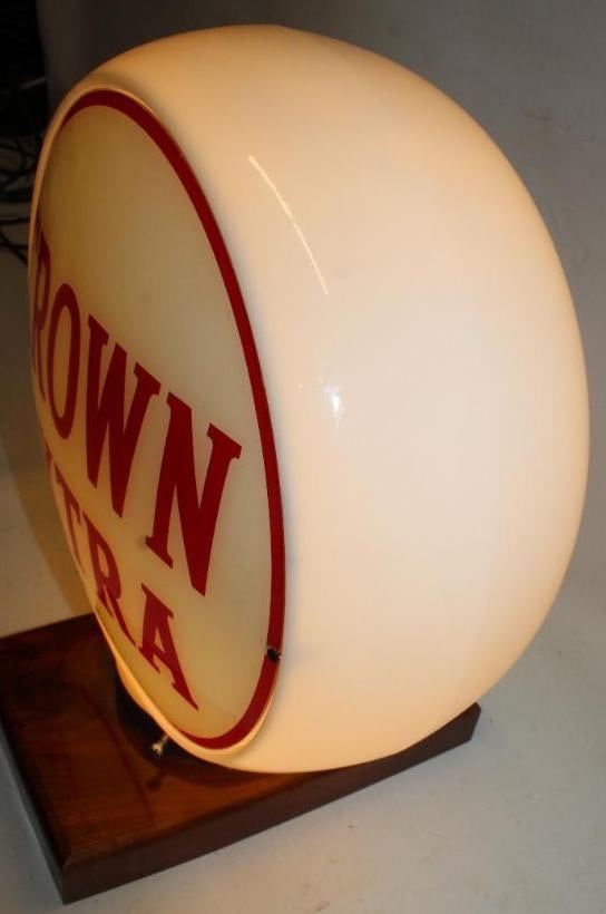 Complete Crown Extra 13.5" Gas Pump Globe on Wide Milk Glass Body - 9