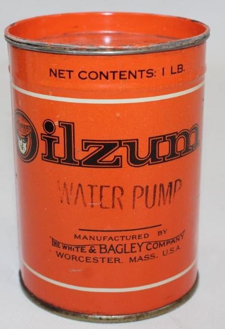 Oilzum 1lb Grease Can: This can has great color and gloss, with only a few minor surface scratches. It measures 4.5" x 3.25" x 3.25" and is graded an 8.9.