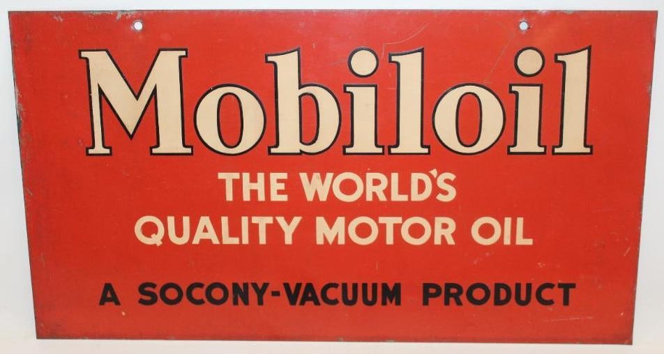 Socony-Vacuum Mobiloil The World's Quality Motor Oil DST Advertising Sign (1 of 6)
