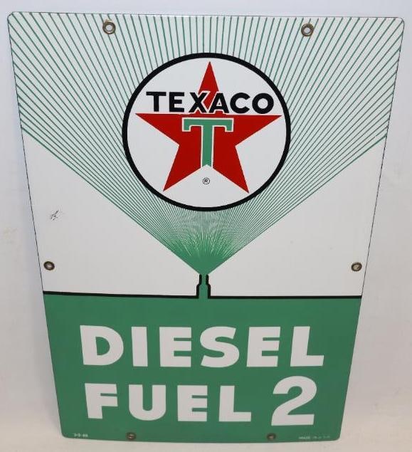 Texaco Diesel Fuel Pump 2 SSP Porcelain Gas Pump Plate Sign (1 of 6)