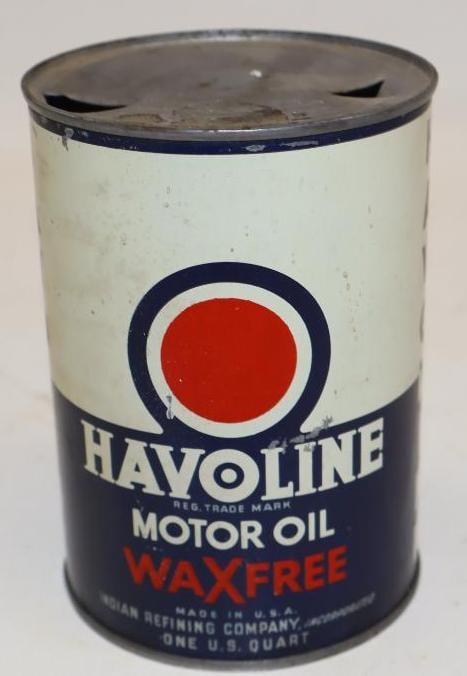 Indian Refining Havoline Wax Free 1qt Oil Can: 32oz Empty
