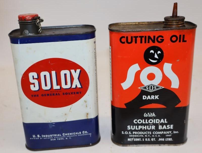 Solox and S-O-S Dark Oil Metal 1qt Cans: 32oz Empty