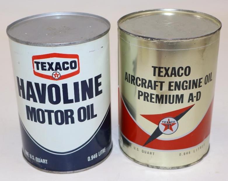 Group of 2 Texaco Aircraft and Havoline 1qt Oil Cans (1 of 2)