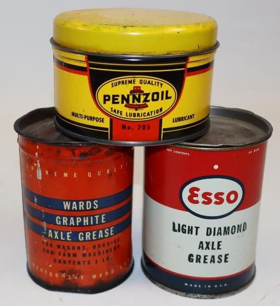 Group of 3 Esso, Wards and Pennzoil 1lb Grease Cans (1 of 2)