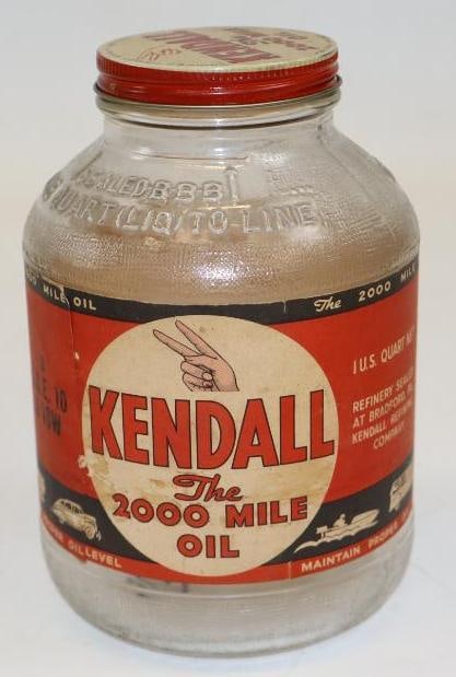 Kendall The 2000 Mile Oil War Time Paper Label 1qt Oil Jar (1 of 5)