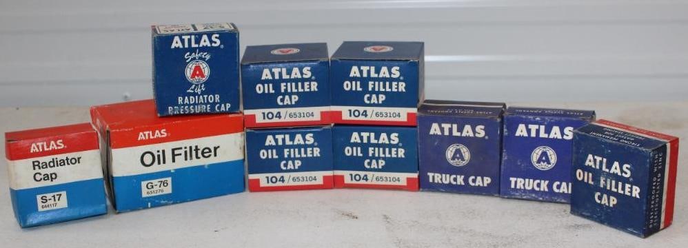 Group of 10 Atlas Radiator Truck & Oil Filter Caps in Original Boxes (1 of 5)