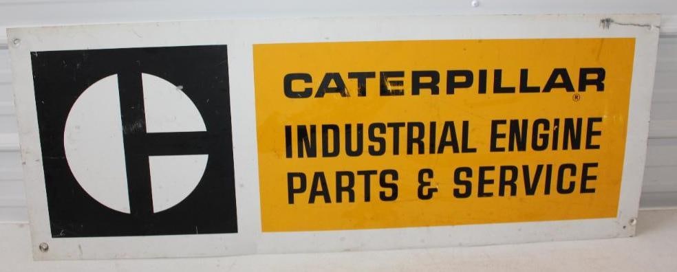 Aluminum Doublesided Caterpillar Industrial Engine Parts & Service Advertising Sign (1 of 6)