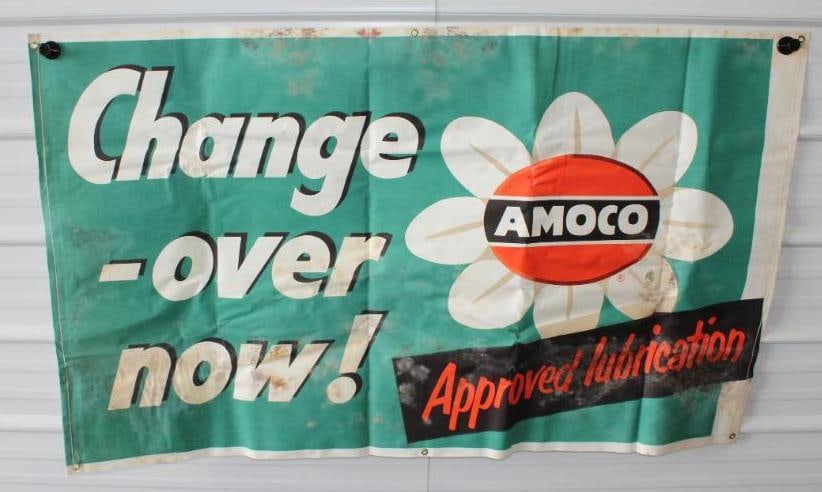 Change Over Now Amoco Approved Lubrication Advertising Canvas Banner (1 of 4)