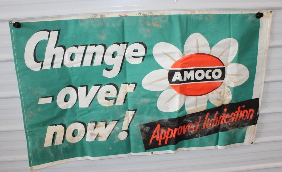 Change Over Now Amoco Approved Lubrication Advertising Canvas Banner (1 of 4)
