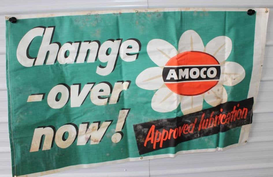 Change Over Now Amoco Approved Lubrication Advertising Canvas Banner (1 of 4)