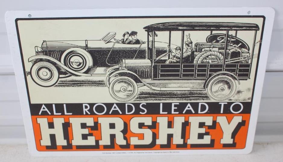 "All Roads Lead To Hershey" 1991 First Year Car Show and Fall Swap Meet Advertising Sign: 17.5x12