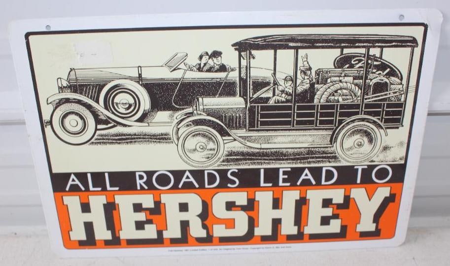 "All Roads Lead To Hershey" 1991 First Year Car Show and Fall Swap Meet Advertising Sign (1 of 3)